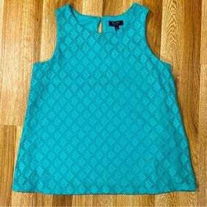 Turquoise Kaari Blue Sleeveless Blouse Top Small